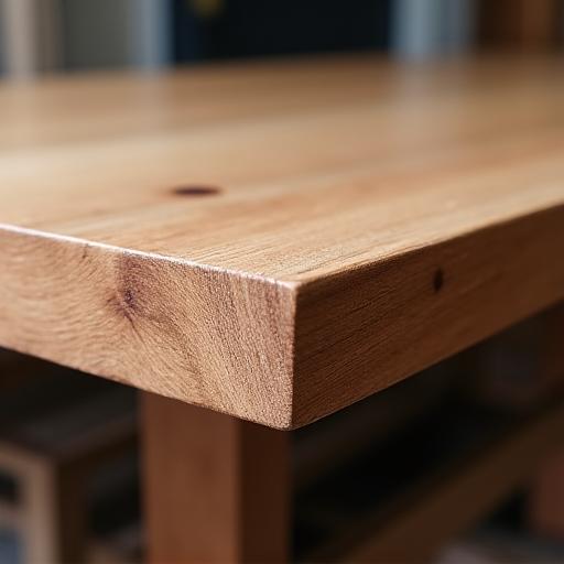 Dettaglio di un tavolo in legno massello su misura realizzato da Larice Legno.